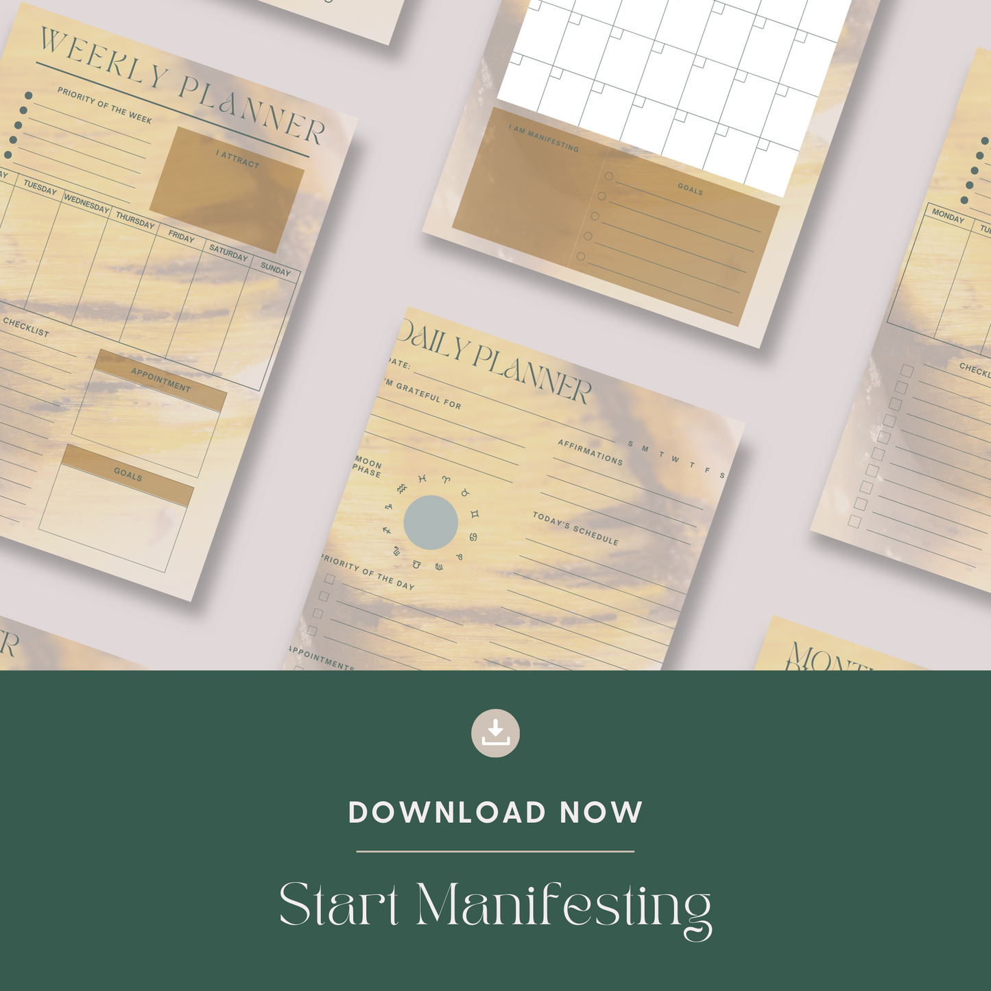 Daily Weekly Monthly Planner Set - Tigers Eye