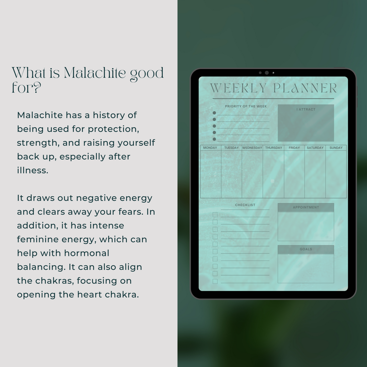 Daily Weekly Monthly Planner Set - Malachite