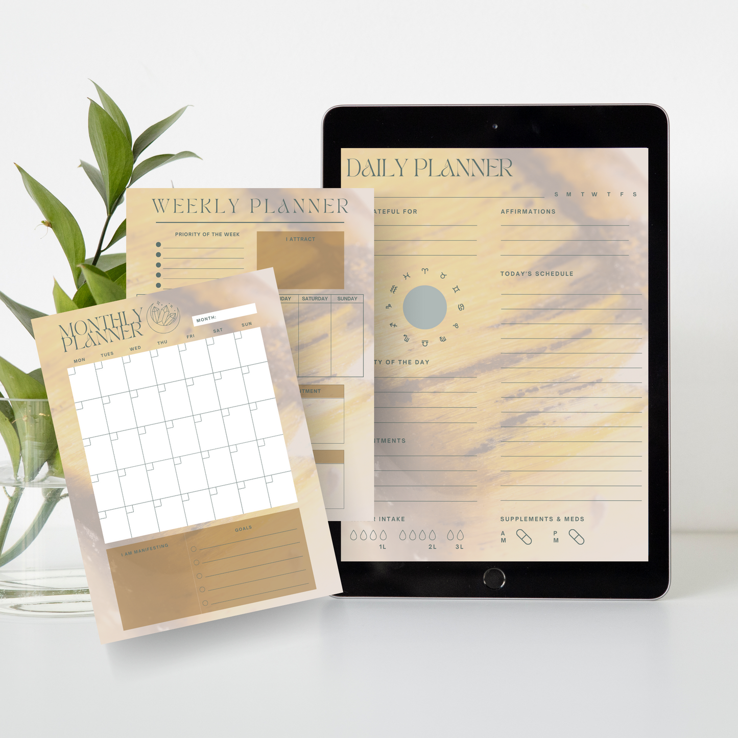 Daily Weekly Monthly Planner Set - Tigers Eye