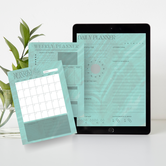 Daily Weekly Monthly Planner Set - Malachite
