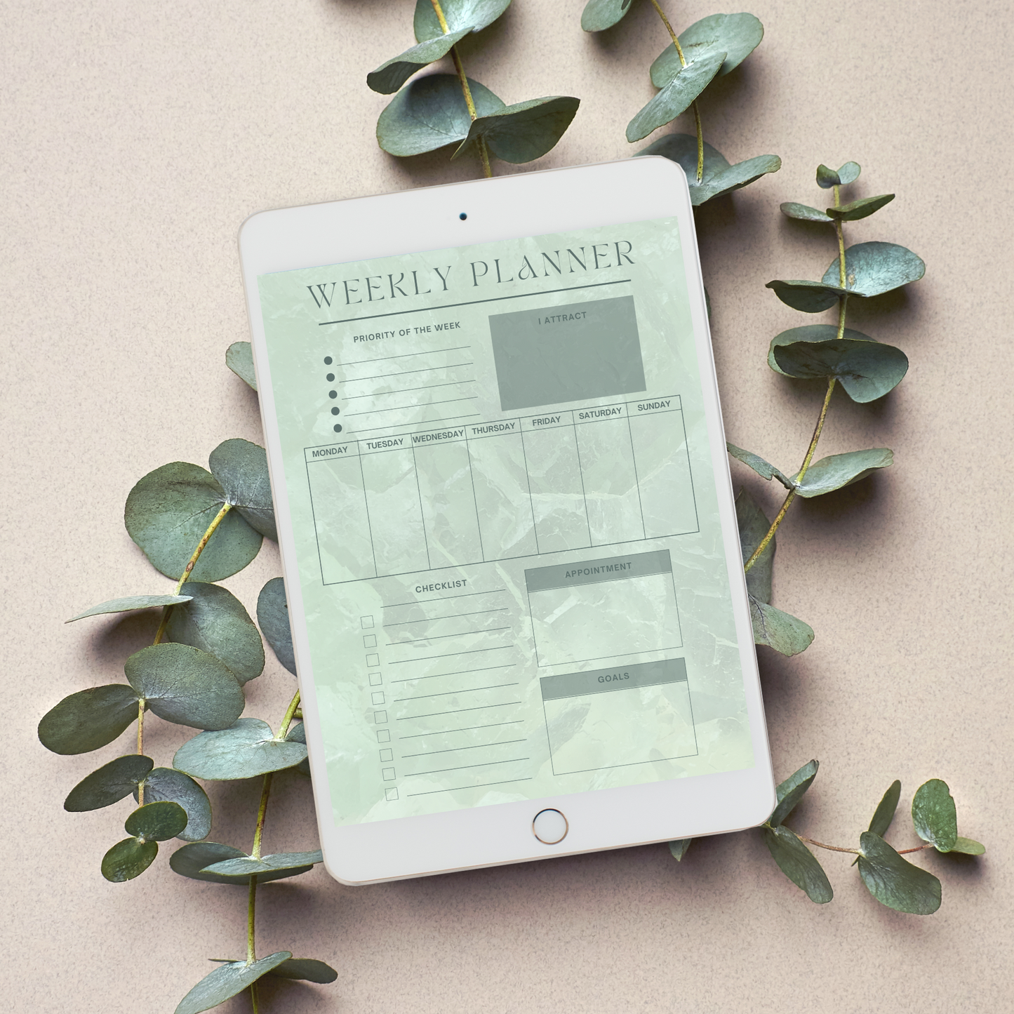 Daily Weekly Monthly Planner Set - Green Aventurine