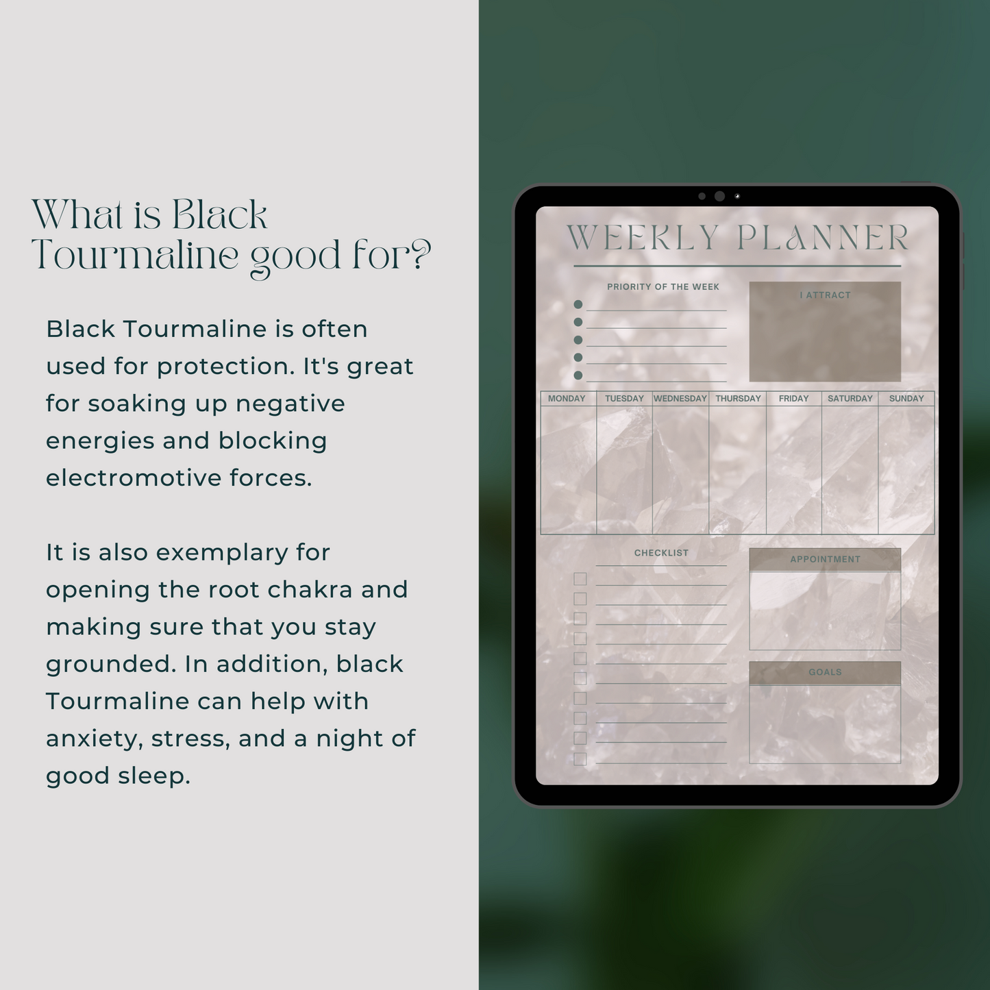 Daily Weekly Monthly Planner Set - Black Tourmaline