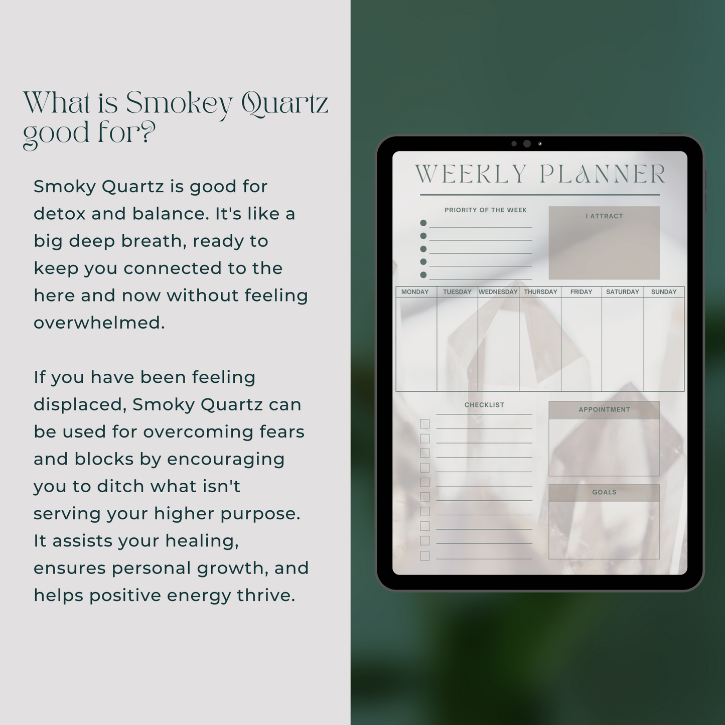 Daily Weekly Monthly Planner Set - Smokey Quartz