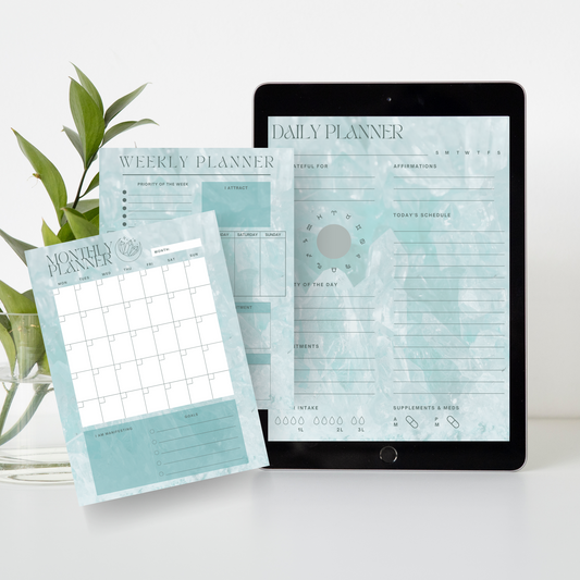 Daily Weekly Monthly Planner Set - Aquamarine