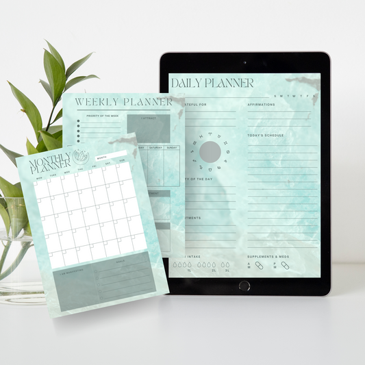 Daily Weekly Monthly Planner Set - Amazonite