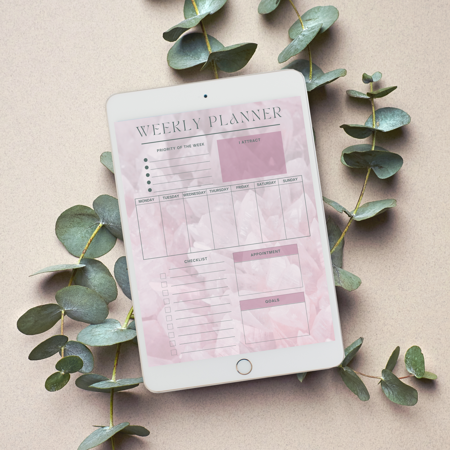 Daily Weekly Monthly Planner Set - Rose Quartz